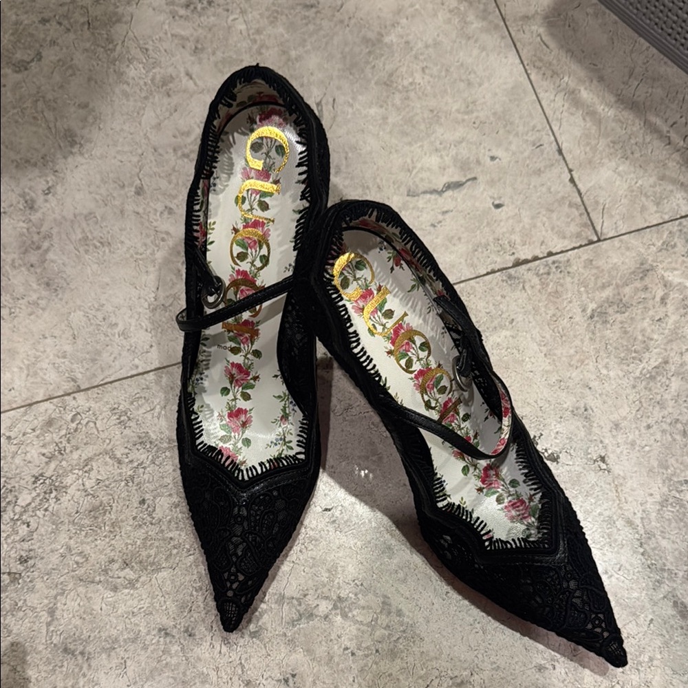Elegant Gucci Black Lace Women Shoes